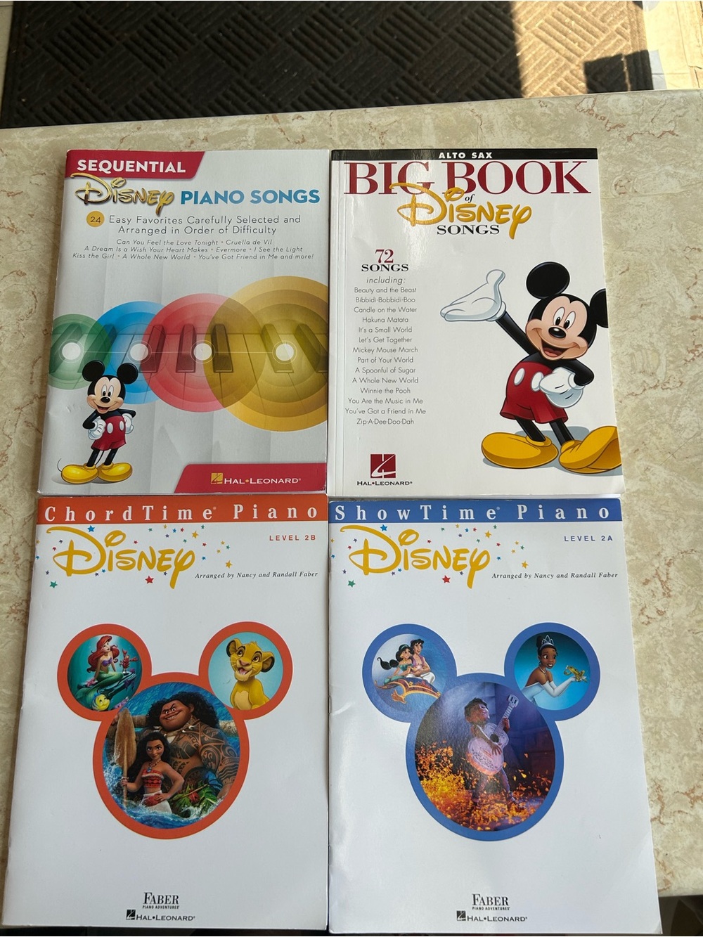 Disney Piano Songbooks Set — White, Red, Yellow, Blue